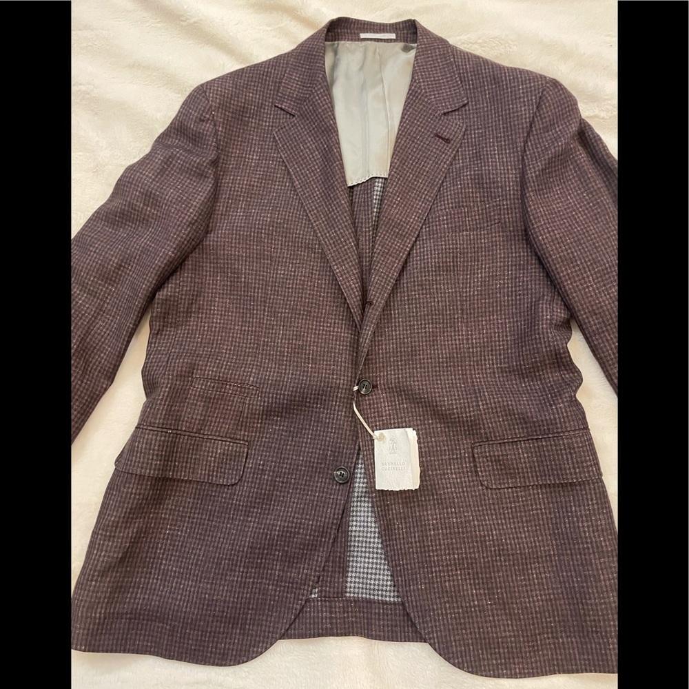 Brunello Cucinelli Mens Linen Wool Jacket Sz 54/44